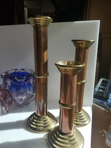  Brass CENTURY DISTINCTIVE GIFTS Candlestick Set Of 3 Vintage  - Picture 1 of 4