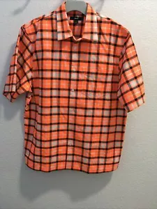 Diesel Oversized Fit Neon Orange Plaid Woven Shirt Size M - Picture 1 of 4