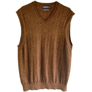 Talbots Mens 100% Alpaca SZ XXL Heather Yarn Brown Rust Red V Neck Sweater Vest - Picture 1 of 7