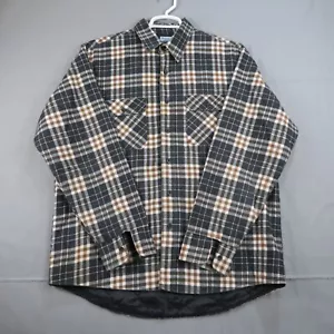 VTG FIELDMASTER XL MEN'S QUILTED LINED FLANNEL BUTTON UP SHIRT GRAY BLACK PLAID - Picture 1 of 11