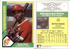Butch Davis Signed 1990 CMC Albuquerque Dukes #22 Card Albuquerque Dukes Auto AU