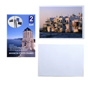 Magnetic Photo Frames Fridge 4x6 inches Magnet Pictures Clear Pocket Sleeves 2X - Picture 1 of 4
