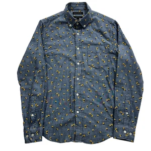 Banana Republic Men Sz Sm Untucked Slim Fit Blue Floral Long Sleeve Casual Shirt - Picture 1 of 17