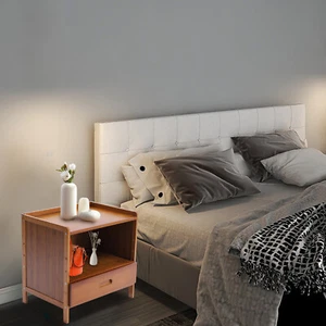 Bamboo Small Nightstand Bedside End Table with Drawer for Bedroom Living Room - Picture 1 of 22