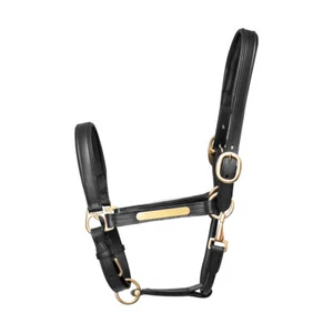 Hy Equestrian Leder Kopfkragen mit Messing oder Roségold Beschlag schwarz/braun - Bild 1 von 9