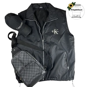 Men's Calvin Klein CK Cosmetics Full-zip Nylon Windbreaker Vest-Size L/XL-EUC - Picture 1 of 9