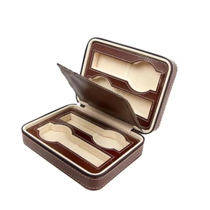 PU Leather Travel Watch Box Display Case - 4 Slot Organizer for Watches - Picture 1 of 12