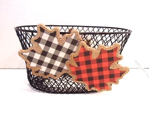 Basket Wire Black Oval Decorative Organization Fall Leaves - NEW Ship from USA - Picture 1 of 8