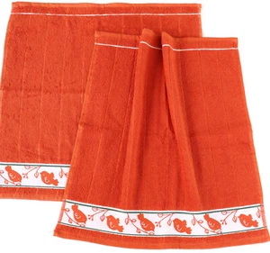 2X Toallas Piepmatz Kracht Frottee Cocina Paños Pájaros Hojas Baño Naranja - Imagen 1 de 4