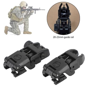 Folding Flip Up Iron Sight Back Up Sights Set 20MM Front Rear Picatinny Rail CA - Picture 1 of 12