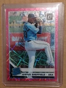 JUSTUS SHEFFIELD 2019 Donruss Optic Pink Prizm Parallel #'d 157/199 - Mariners - Bild 1 von 2