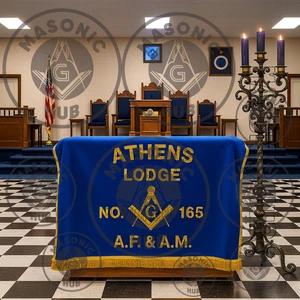 Custom Personalized Masonic Altar Cover – Blue Velvet with Embroidered - Picture 1 of 8