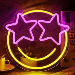 Smile Face Leuchtreklame, LED Leuchtreklame für Wanddeko, Dimmbar Neonlicht für... - Bild 1 von 6