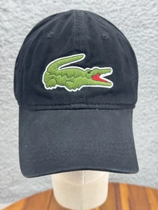 Lacoste Hat Cap Strap Back Black Green Crocodile Patch Embroidered Mens One Size - Picture 1 of 7