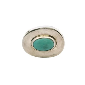 Wayne Aguilar 925 Silver Cabochon Turquoise Oval Kewa Native American Pendant - Picture 1 of 4