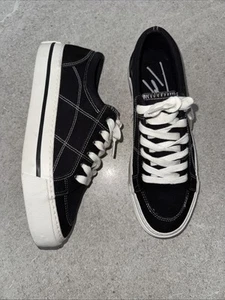 Topman Black Canvas Chase Black/White Trainer’s Uk Size 8 - Picture 1 of 10