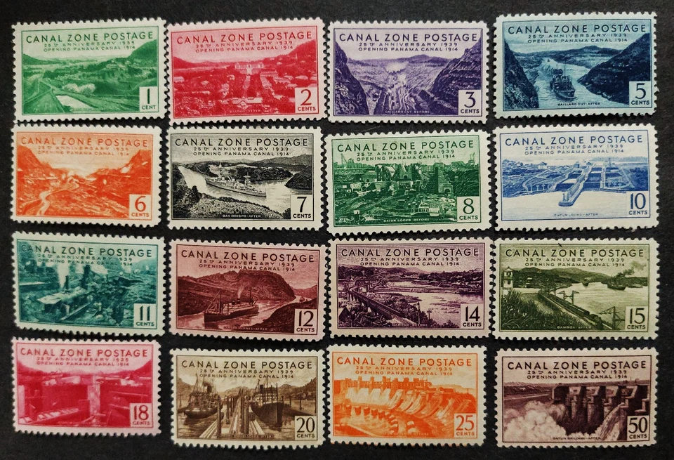 Canal Zone 120-13 F/VF OG, LH, bonito conjunto colorido, Scott $162 Foto 1 de 1