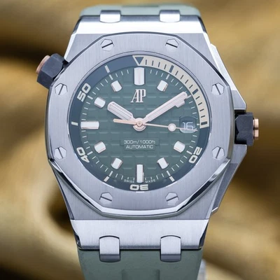 2023 Audemars Piguet Royal Oak Offshore Diver Steel Green 42mm 15720ST Full Set - Image 1 of 4