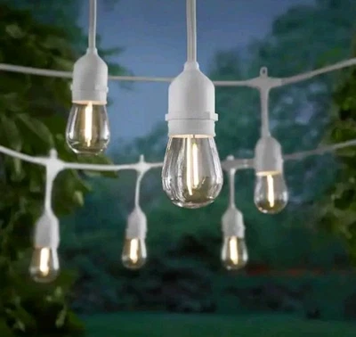 NEW! HAMPTON BAY Indoor/Outdoor 24 ft. 12-Light Plug-In Edison Bulb String Light - Image 1 of 4