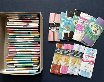 Nuevo de Lote Antiguo Costura Encuadernación Elastizada Flexi Encaje Sesgo Cinta Dobladillo Cara Wright's Boiltex Foto 1 de 4