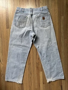 VTG Distressed Carhartt Men’s Jeans Faded 32x31 Loose Fit Relaxed Denim B167 DST - Picture 1 of 15