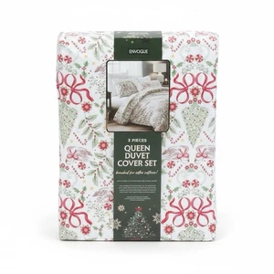 Envogue Queen Bettbezug Set Weihnachten Urlaub Schwäne, Bäume & Schleifen 3-teilig - Bild 1 von 4