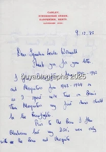 WW2 RAF ace & test pilot John Cunningham DFC signed letter - Picture 1 of 2