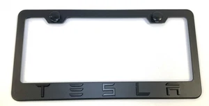 3D Tesla Model 3 6 X Y Emblem Stainless Steel Black License Plate Frame W/ Caps - Bild 1 von 4
