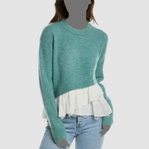 Cinq A Sept Women's Green Atlas Ruffle Hem Wool Blend Sweater S NWT MSRP: $395 - Picture 1 of 7