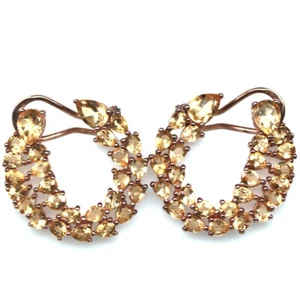 925 Plata de Ley Chapado en Oro Rosa 5x 7MM Dorado Citrino Amarillo Pendientes - Imagen 1 de 4