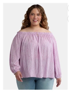 Terra & Sky Women's Plus Violet Pink Convertible Off the Shoulder Blouse Size 3X - Picture 1 of 19