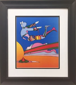 Peter Max "Cosmic Flyer" 2000 recién enmarcado personalizado arte impreso POP psicodélico NEO - Imagen 1 de 3