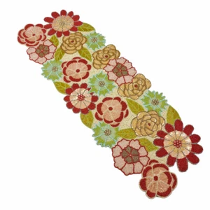 Blooming Pastel Spring Florals Beaded 36" Table Runner by Nicole Miller Home - Picture 1 of 1