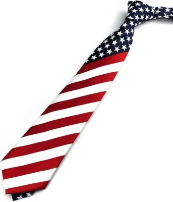 Men USA Flag Stars & Stripes Red White And Blue Necktie Neckwear Stripe Ties - Image 1 of 4