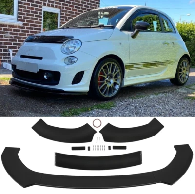 Parachoques delantero negro brillante para Fiat Abarth 500 595 labio barbilla alerón cuerpo divisor Foto 1 de 4