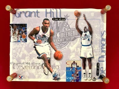 Vintage Joe Dumars Grant Hill Detroit Pistons 90s Poster 24" x 18" All Star - Image 1 of 4