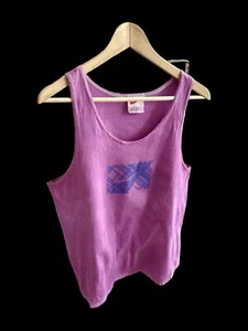 Vintage 90s Nike Tank Top Garment Dyed Athletic Womens Large Retro Pink Blue - Picture 1 of 10