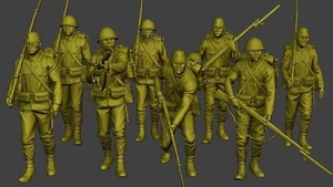 1/35 Scale WWII Japanese Infantry 8 Soldiers Figures Resin Model Kit 3D Printed - Picture 1 of 2