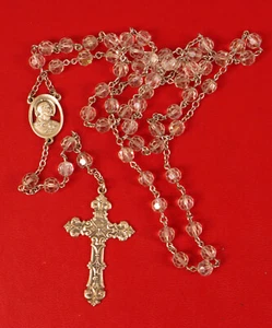 FABULOUS ROSARY STERLING SILVER RHINESTONE GLASS BEADS JESUS CHRIST NICE !!! - Picture 1 of 1