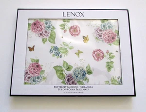 LENOX Butterfly Meadow Hydrangea Hard  Cork Back Placemats Set 4 NIB - Picture 1 of 6