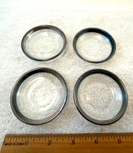 4 Vintage Glas & Platin Rand kleine Salz Nuss Butterdose Tablett Roly Poly? - Bild 1 von 5