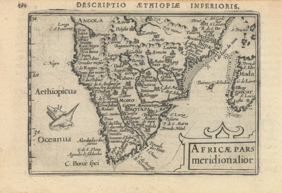 Africae pars meridionalor de Bertius / Langenes. Mapa antiguo de África del Sur 1603 Foto 1 de 1