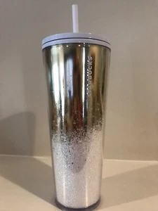 Starbucks Holiday Christmas 2019 Venti Tumbler Gold Cascading Snow Glitter 24oz - Bild 1 von 3