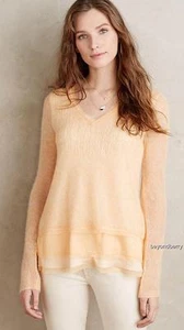 NEW Anthropologie Chiffon-Hem Pullover by Knitted & Knotted Size S-M-L - Picture 1 of 2