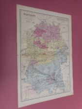 100% ORIGINAL LARGE WILTSHIRE  MAP  BY G BACON C1896 RAILWAYS 