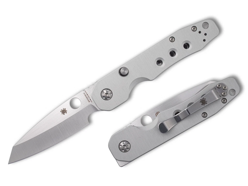 Spyderco Smock CPM-CruWear Satin Blade - Raw Aluminum Handles - C240ALCWP
