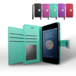 Funda para iPhone 11/Pro/Pro Max, Doble Plegable Folio Cuero Portatarjetas Funda - Imagen 1 de 29