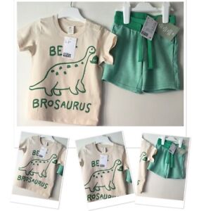 H&M New Tags Baby Boys Joggers Shorts & New Tags Bro Dinosaur Top 18-24 Months