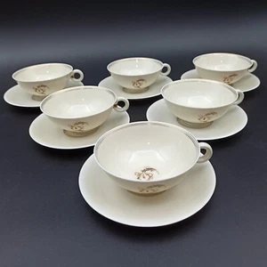 LIMOGES VIGNAUD 6 TASSES THÉ PORCELAINE Mod. RULHMANN par J. LUCE Art Déco Lot1 - Imagen 1 de 19