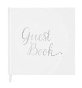 Guest / Memory Book, Silver, Blank Pages - Wedding, Birthday, Christening, Party
